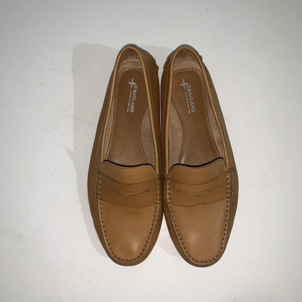 Eastland Penny Loafer Shoes Womens 9 Brown Patricia Leather Driving Mocs